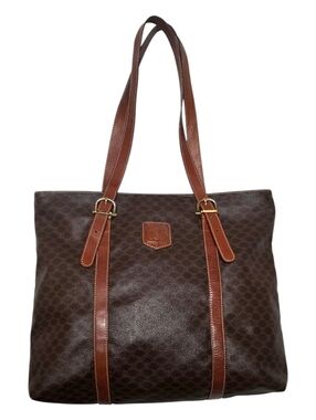CELINE Macadam Brown Tote Shoulder Bag
